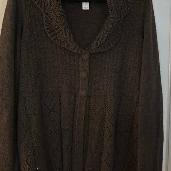 Merona Women’s Chocolate Brown Button Cardigan, size L - Picture 3 of 8